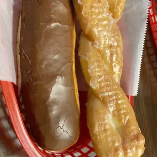 Chocolate long john &amp; a twisty