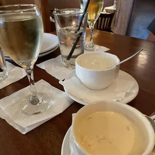 Lobster bisque and Clam Chowder