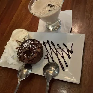 Hot lava cake and espresso martini