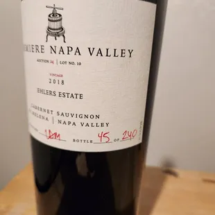 2018 Ehlers Estate Premier Napa Valley Bottle #45 of 240