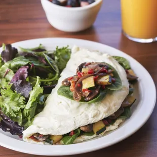 an omelet and salad