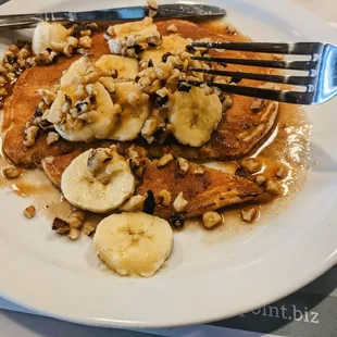 Bourbon Walnut Banana Pancakes