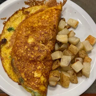 Veggie Omelette made vegan using just egg. It taste like real eggs it&apos;s scary!! But I was told it was vegan.