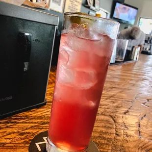 Cran-Ginger Sparkle mocktail! This was perfect and delicious on a hot day!