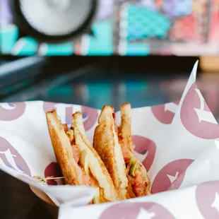 a basket of food on a table