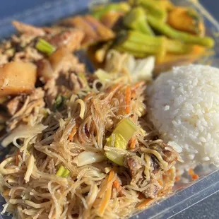 Pancit, Pinakbet, Pork Adobo, Rice