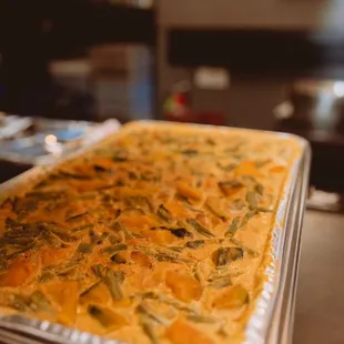 a casserole in the oven
