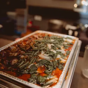 a pan of pizza