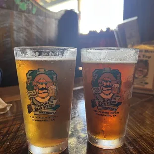 two glasses of beer