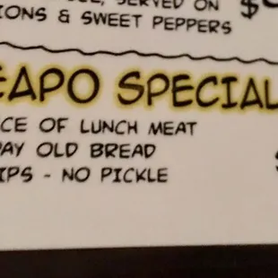 the menu