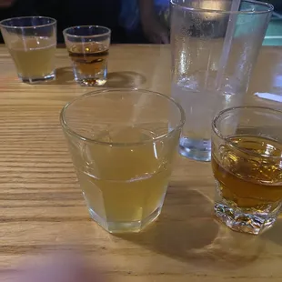 Green tea drink and whiskey