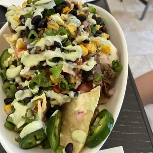 Nachos with carne asada. 1/2 order.