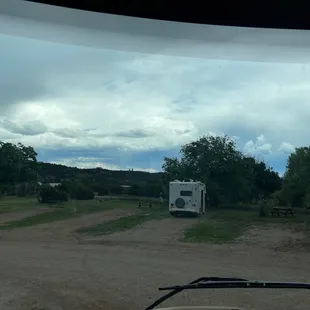 June 3, 2023, Turquoise Trail Campground, Albuquerque, New Mexico, Campsite 26, looking out
