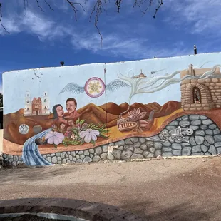 Another historical mural by the wishing shrine