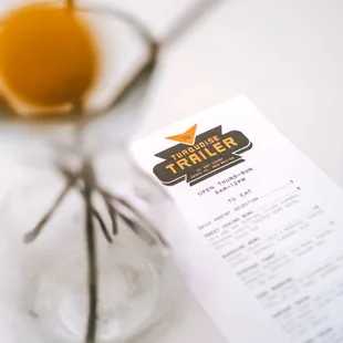 Turquoise Trailer printed menu