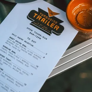 Turquoise Trailer breakfast menu