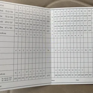 Arnold Palmer Course scorecard