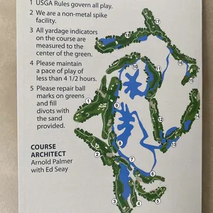 Arnold Palmer backside of scorecard