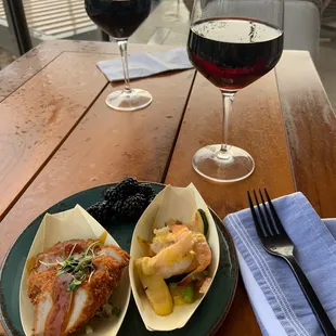 The pork cutlet was cooked to perfection so crispy and the sauce was phenomenal. The garlic shrimp was also good.