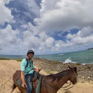 Riding along the beach