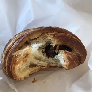 Slightly dry and over cooked chocolate croissant