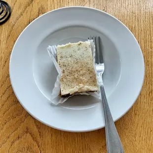 Pumpkin Bar with cream cheese and cinnamon dusting