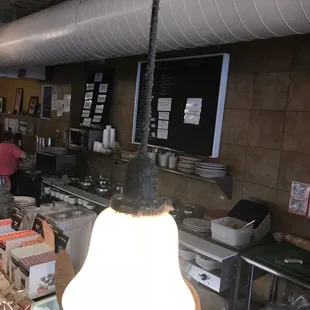 Yes, that&apos;s dirt and grease on the pendant light as well as the duct work behind it.