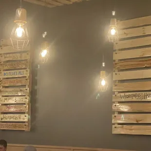 Beers on tap (can hardly read)