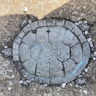 a manhole on a sidewalk