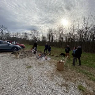 A wood fire outside to keep you warm