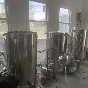 The brewery tanks