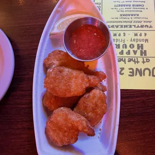 Stuffed shrimp with spicy cream cheese or some kind of magic sauce that makes it taste incredible.