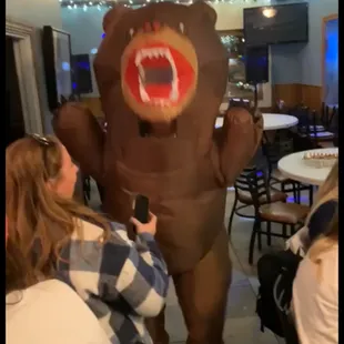 Our blow up Bear made an appearance after we left Da Bears&apos; Game.