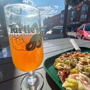 One of their local sour beer options on the patio