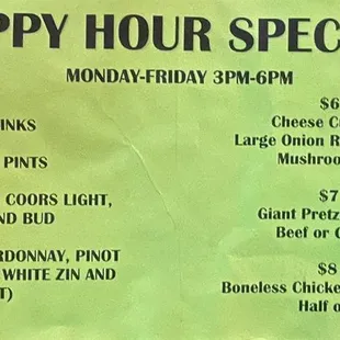 Happy Hour Specials
