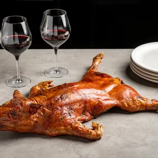 a whole chicken on a table