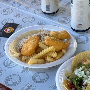 French fries, jalapeño poppers and tacos sooo delicious!!