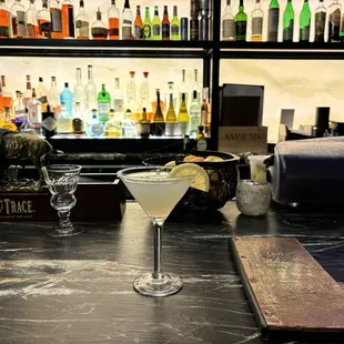 a martini on the bar