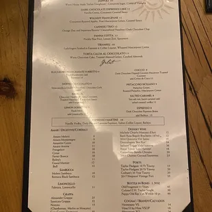 Dessert Menu