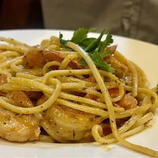 Shrimp scampi and pasta