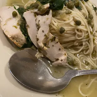 Not chicken piccata. Same plain chicken used on everything else here. Very disappointing. Not recommend.