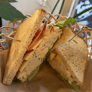 Chicken salad sandwich on white toast