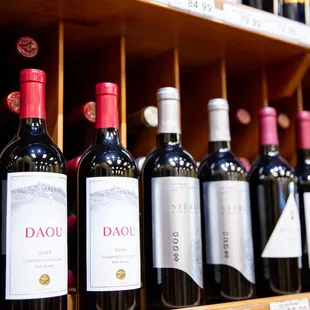 a row of wine bottles