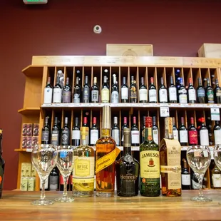 bottles of wine and glasses