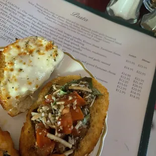 Bruschetta and garlic bread