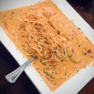 Lobster and Crab Ravioli either Pink Sauce. Extraordinary!