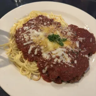Veal Parm. Pretty good. Too much pasta for me.