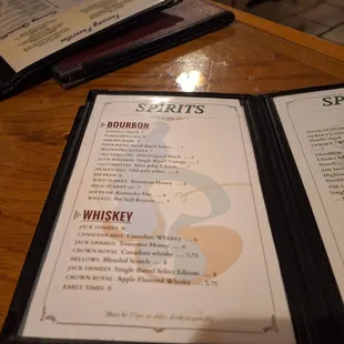 menus on a wooden table