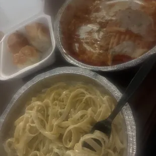Two over weight adults and all we could stomach was half the lasagna.