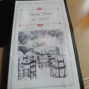 Front of the menu